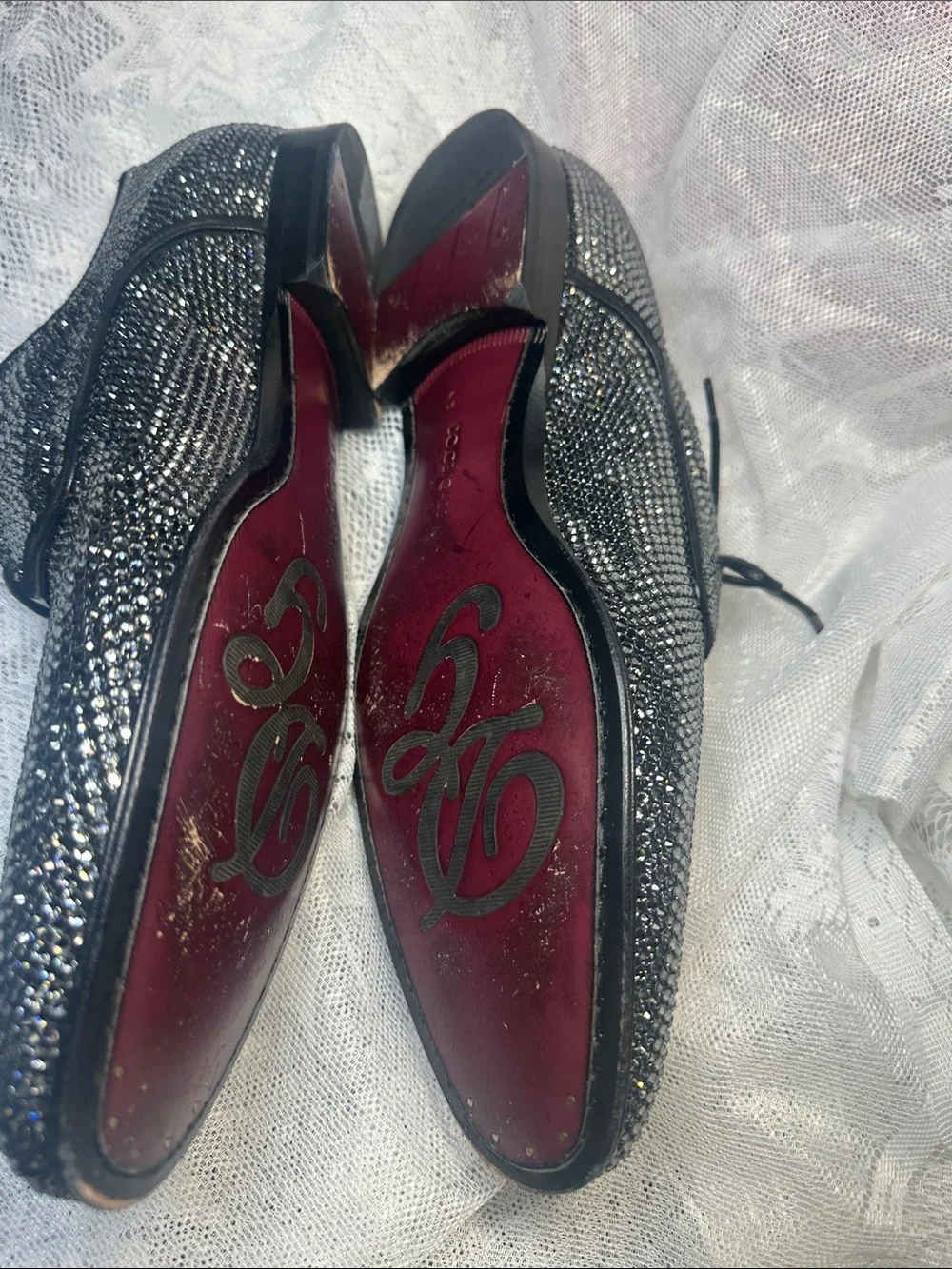 Dolce & Gabbana shoes loafers Rhinestones Derby satin footbed 9 Nice $2630
